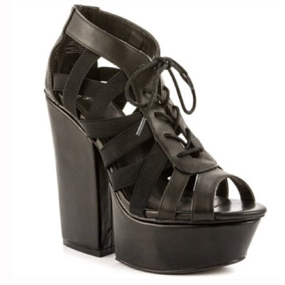 Shelly London Strappy Platform Heels Ankle Boot - Picture 2 of 4